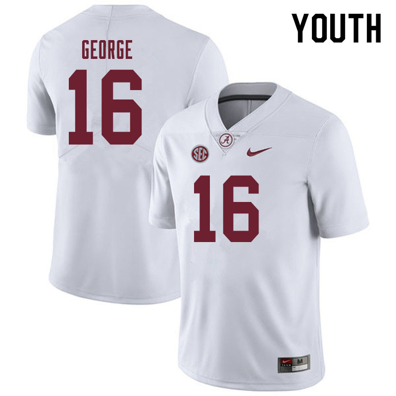 Alabama Crimson Tide Youth Jayden George #16 White NCAA Nike Authentic Stitched 2019 College Football Jersey UE16G54CU